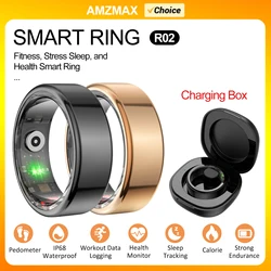 AMZMAX R02 Smart Ring Multi-sports Modes Pedometer Fitness Tracker Health Monitoring IP68 Waterproof Military Grade Smart Ring