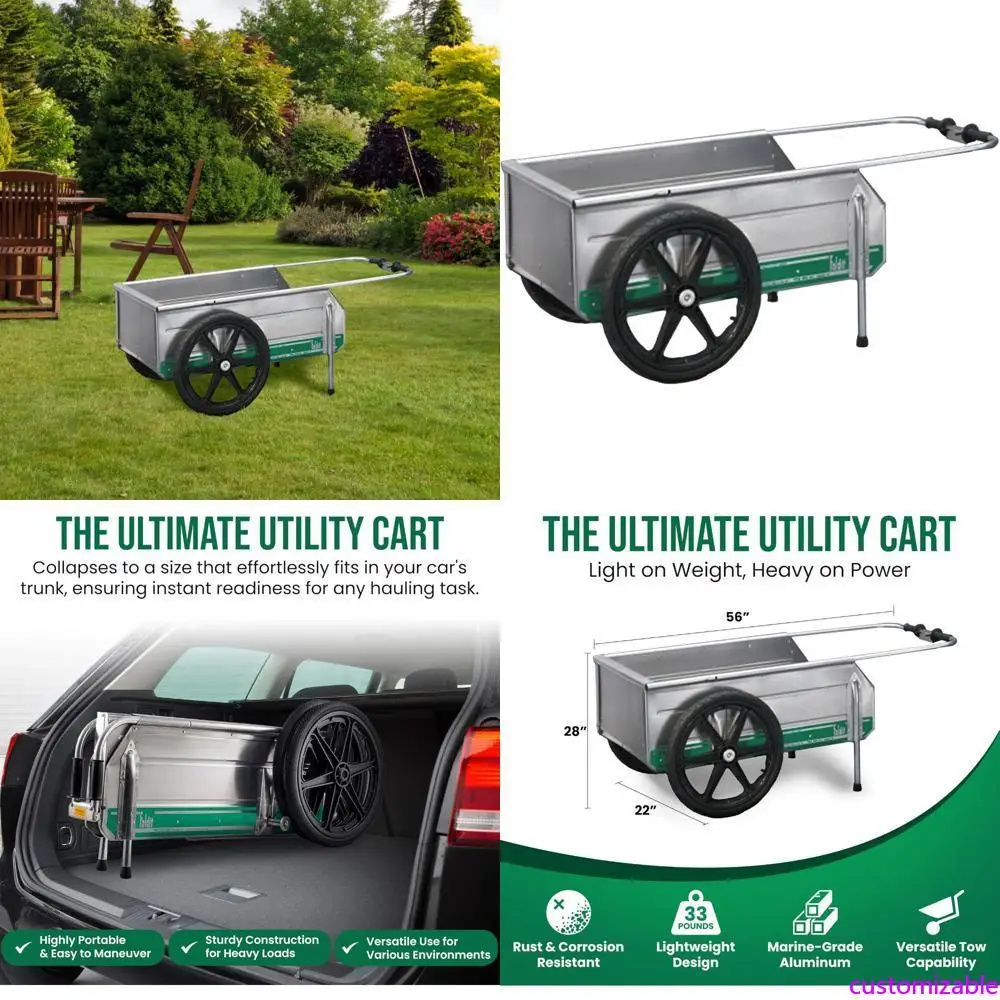 

Портативная алюминиевая складная тележка от Tipke Manufacturing — устойчивая к ржавчине, емкость 300 фунтов