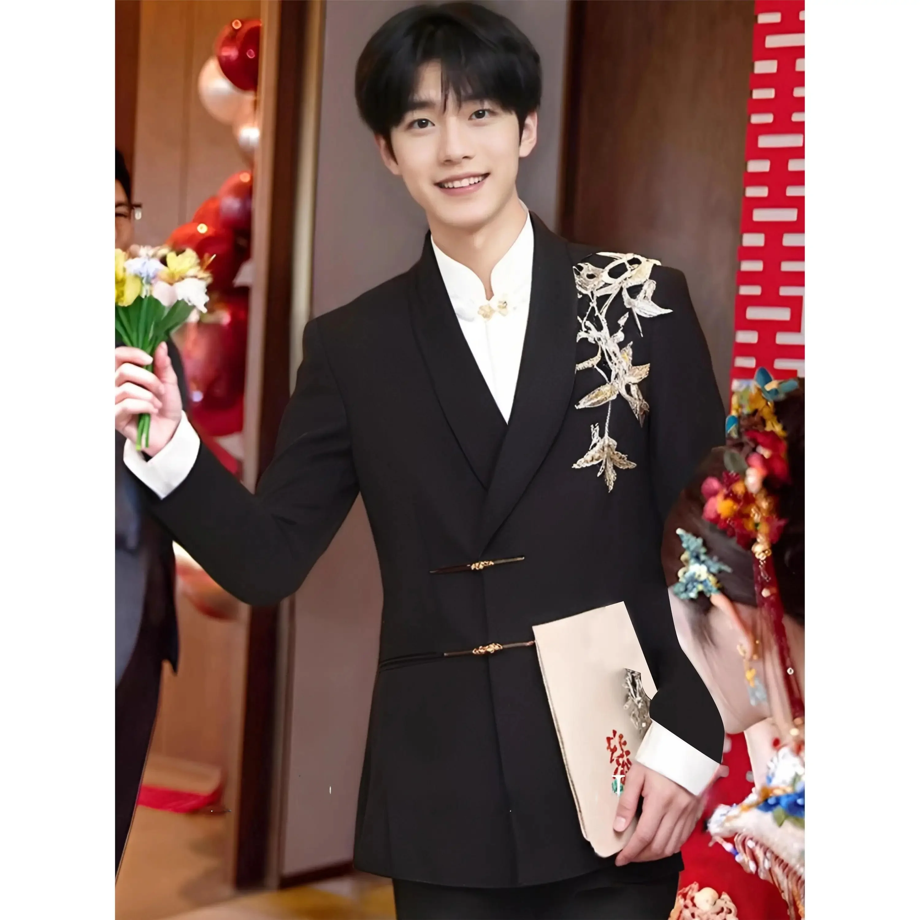 New Chinese Style Wedding Suit for Men Youthful Popular Standard Fit Tailored Wedding Tuxedo National Style 18th Anniversary ...