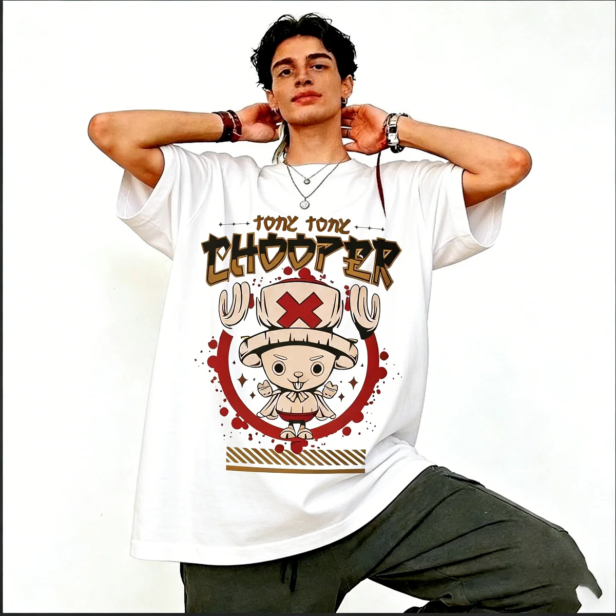 

Футболка унисекс с принтом японского аниме One Piece (Луффи и Зоро), хлопковая, с коротким рукавом, в стиле Y2K Harajuku