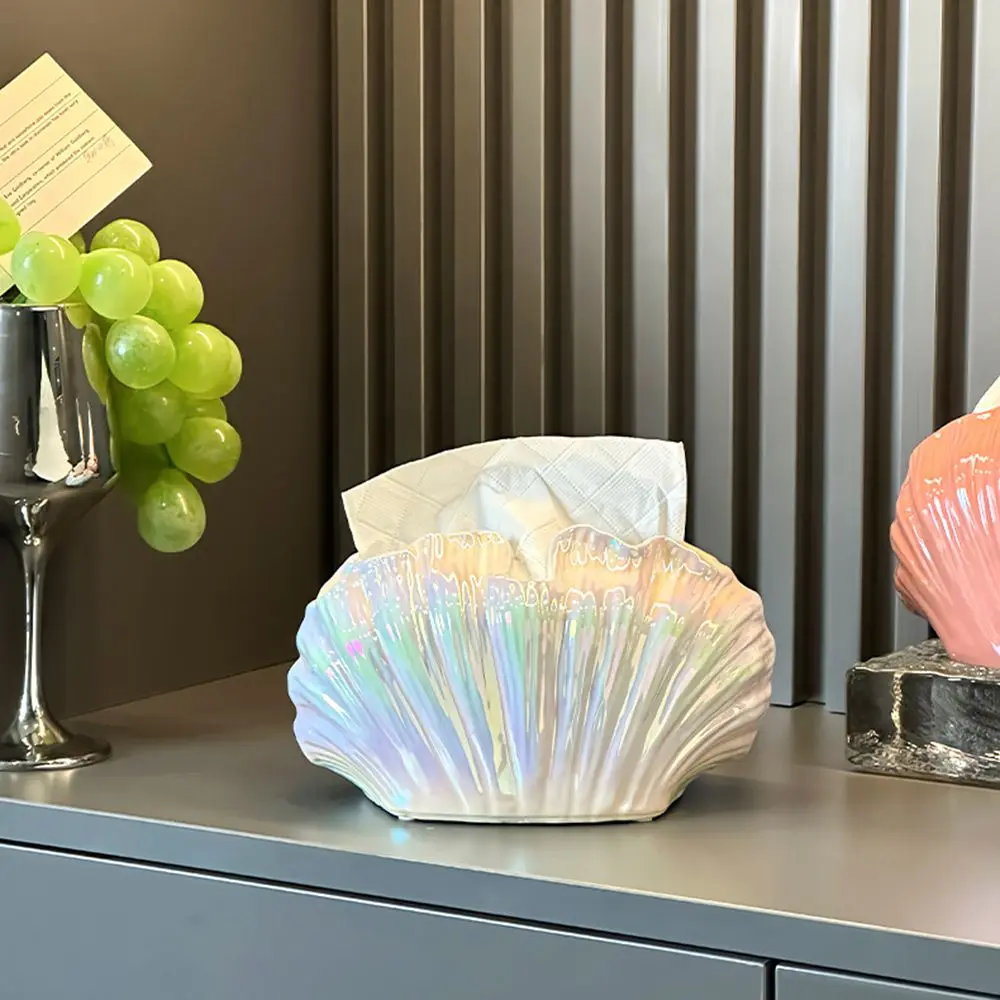 High Grade Glazed Ceramic Tissue Box Creative Ornament Desktop Napkin Case Modern Wide Mouth Ins Napkin Dispenser Toilet