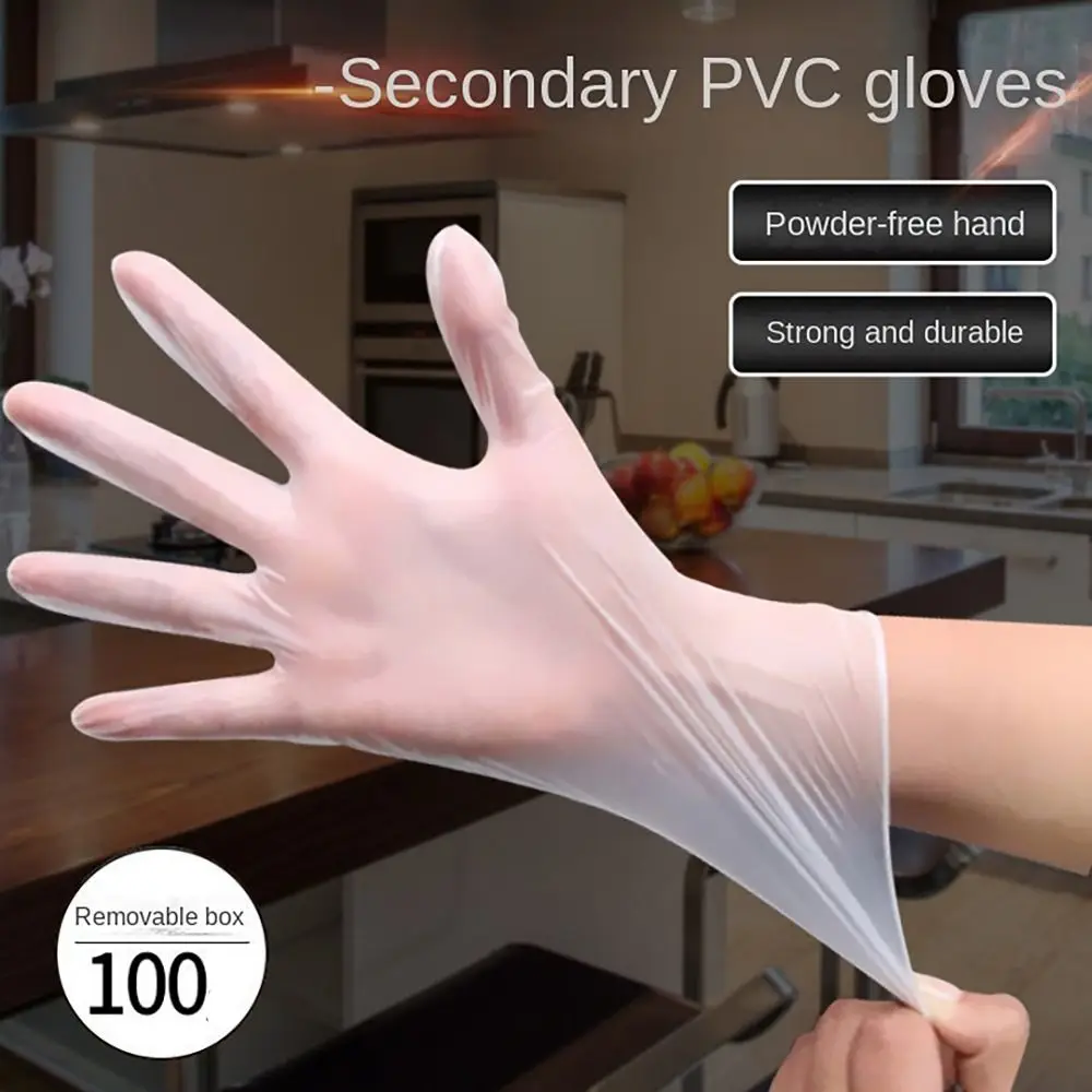 100Pcs Acid Work Safety Disposable Gloves Non-Slip S/M/L/XL Cleaning Gloves Food Grade Transparent Latex Free Gloves Market