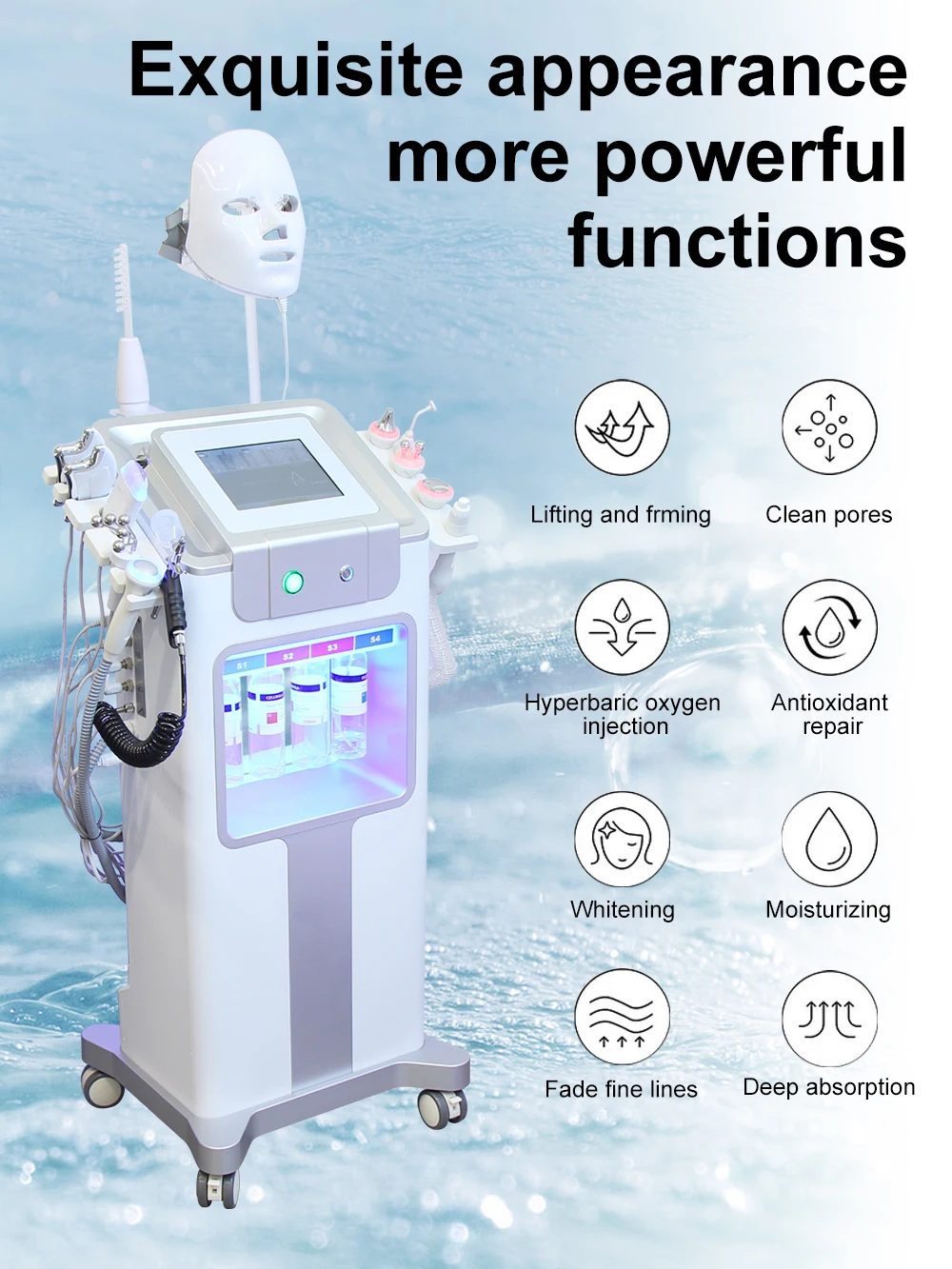 12-in-1 Hydra Dermabrasie Apparaat H2O2 Gezichtsverzorgingsapparaat Gezichtslifting Dieptereiniging Aqua Peeling Huidverjonging SPA - afbeelding 2