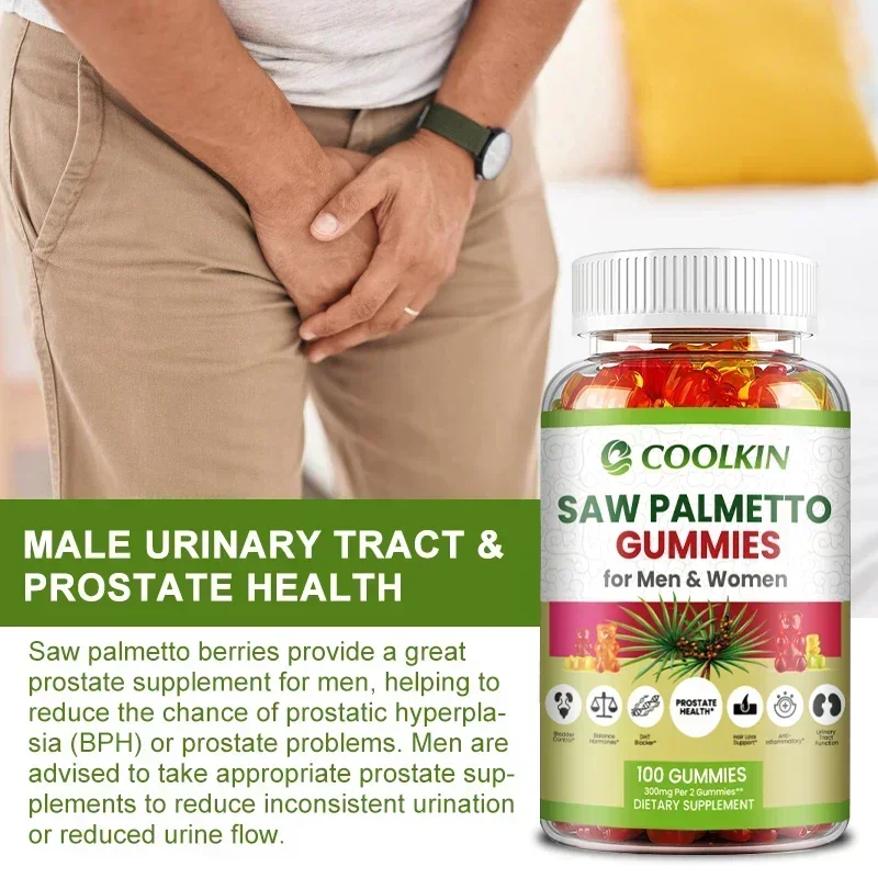 Saw Palmetto Gummies - Supports Healthy Hair and Urinary Tract Function, Relieves Prostate Problems,and Helps with Hair Thinning