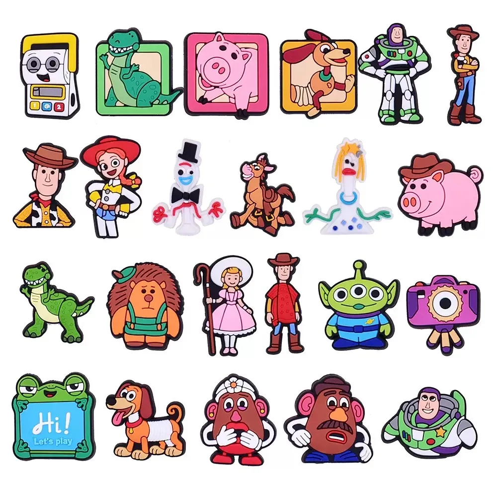 23-teiliges Toy Story Schuh-Charms-Set, Cartoon-Clogs, Sandalen-Dekoration, Schuhzubehör, Schnallen, passend für Armbänder, Taschen, Freunde, Partygeschenk