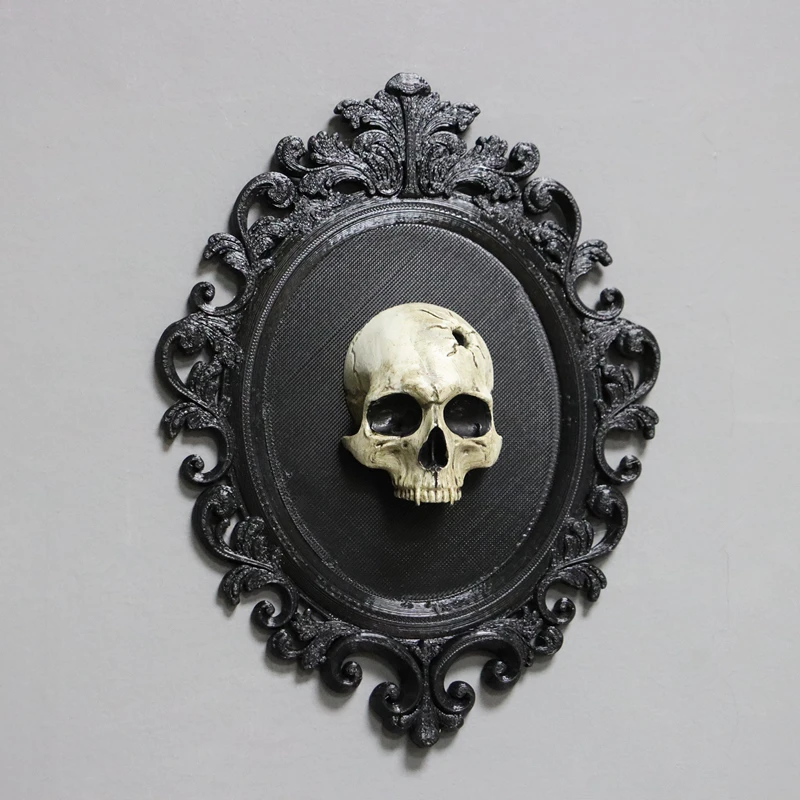 Framed Victorian Gothic Vampire Skull Plaque Macabre Horror Goth Décor Plastic Indoor Wall Art for Bedroom Gothic Gift