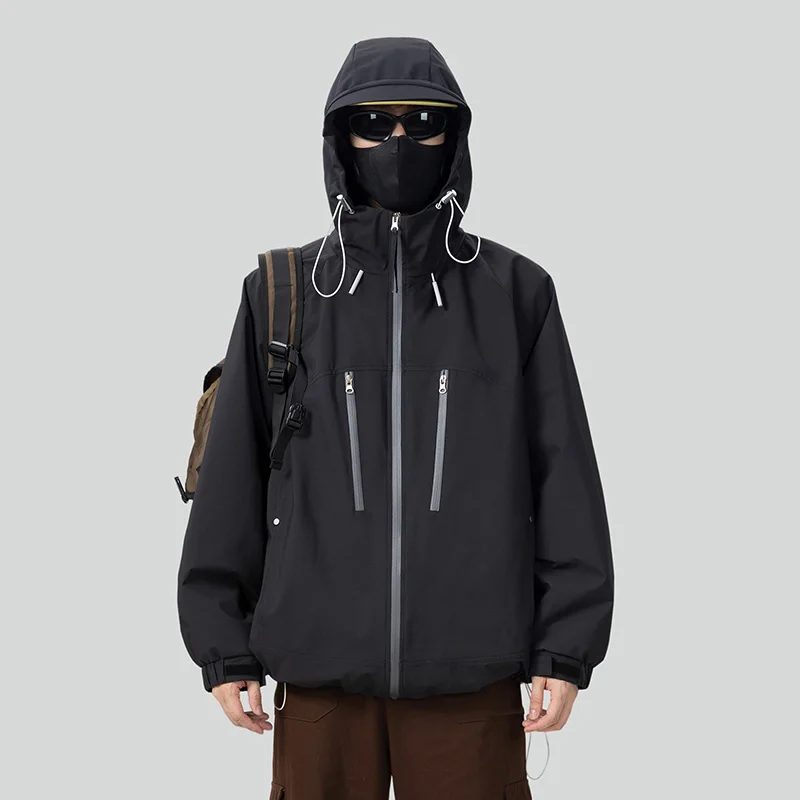 

Модная мужская куртка для активного отдыха, весна-осень, повседневная, простой дизайн, из полиэфирного волокна, стандартной длины, свободного кроя, бренд HE