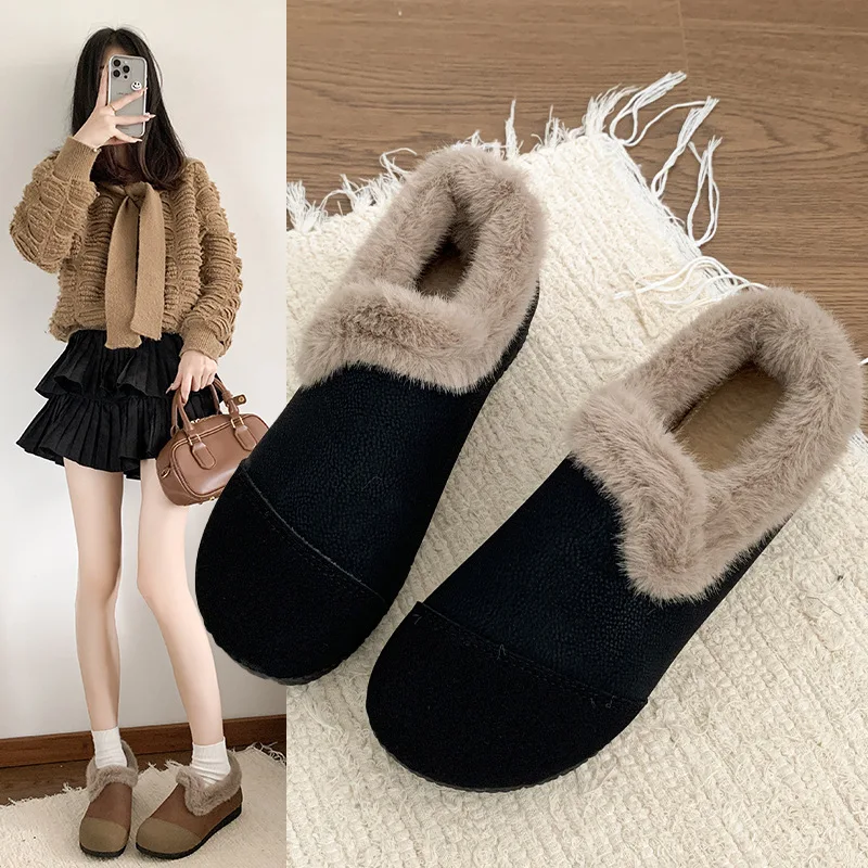 

Winter Women Casual Flats Cottom Shoes Indoor Casual Warm Women Shoes Outdoor Anti-slip Platform Vulcanized Shoes Slippers 35-41
