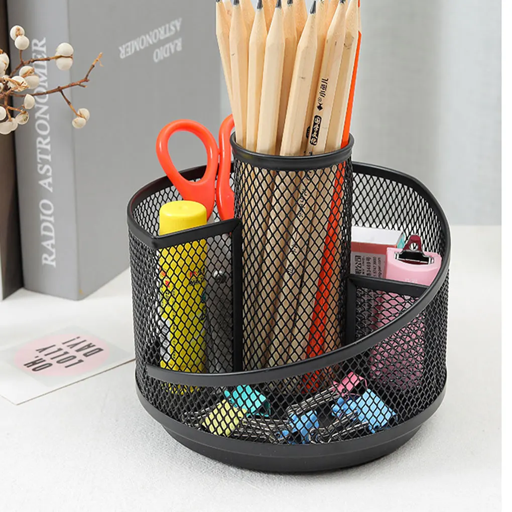 Capacity 360 Degree Rotating 4/5 Compartments Pencil Holder Art Supply Space Saving Desk Organizer Workspace Organizer