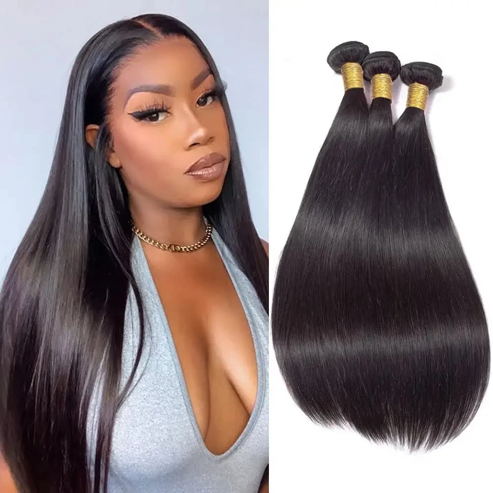 

Straight Bundles Human Hair Brazilian Remy Hair Weave Bundles 1/3/4 PCS Natural Black Hair Extensions
