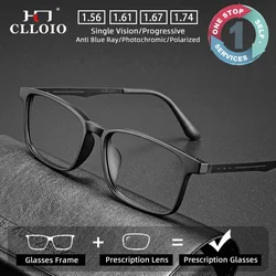 CLLOIO Ultralight Unisex Prescription Glasses Anti Blue Ray Photochromic Myopia Reading Glasses Progressive Polarized Eyewear