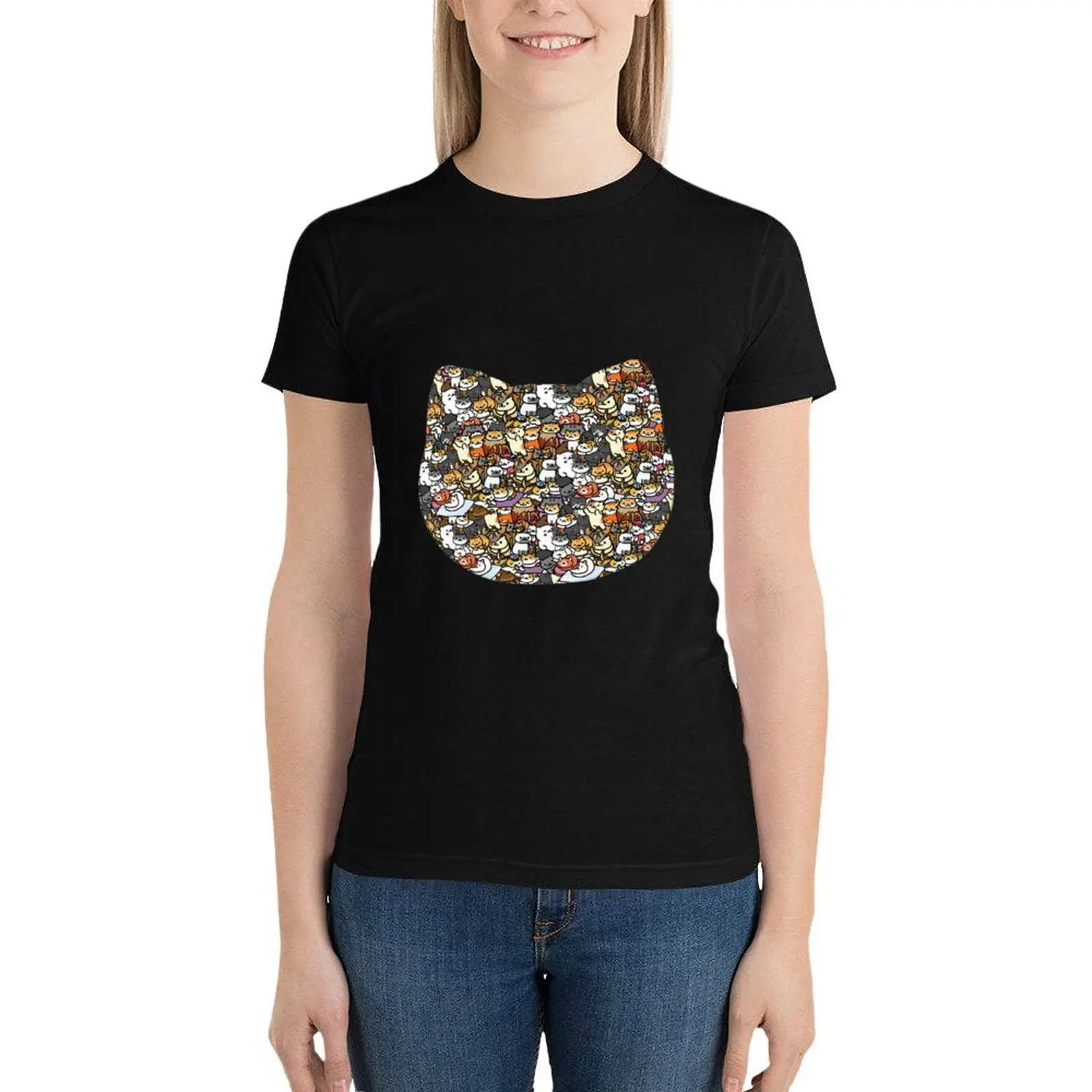 

Neko Atsume World T-Shirt Aesthetic clothing Short sleeve tee T-shirts for Women