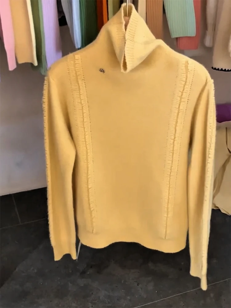 

Женский модный универсальный свитер Ele Pure Color High Neck из шерсти Snow Dr, осенне-зимняя новинка