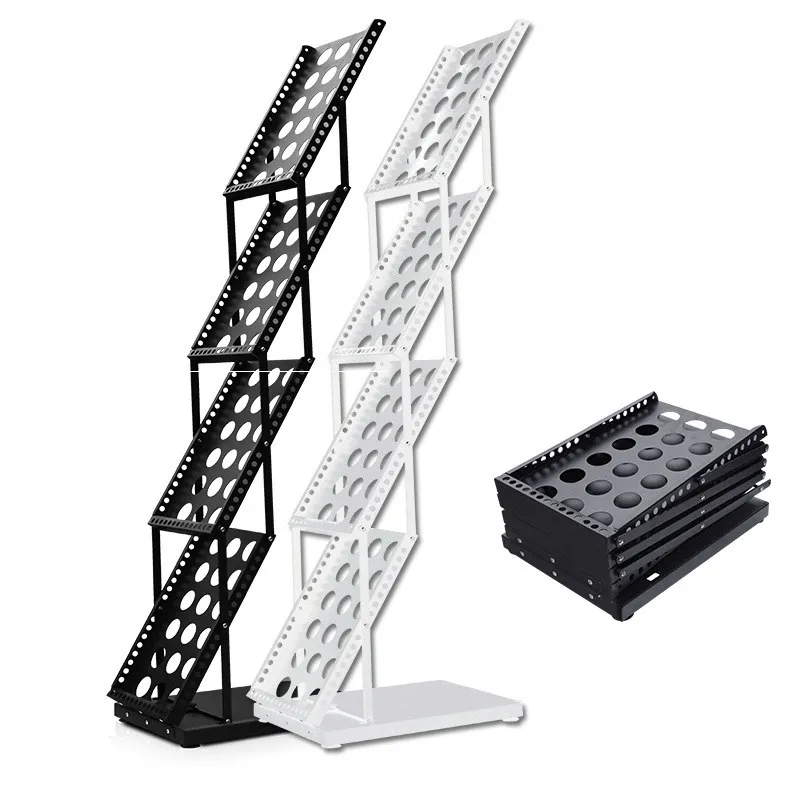Metal Exhibition Folding Advertising Newspaper Data Rack Magazine Storage Book Rack Metal Iron Floor Publicity Storage