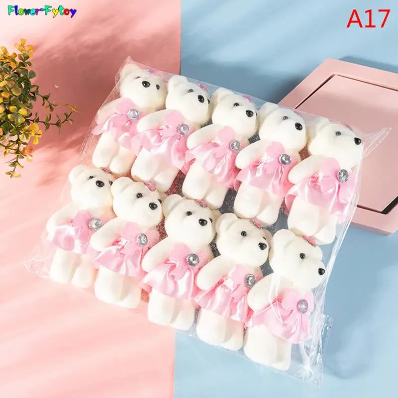 10Pcs Couple Models Pair Bear Flower Bouquet Cartoon Dolls Wedding Decoration Accessories Bubble Bear Decoration Birthday Gifts