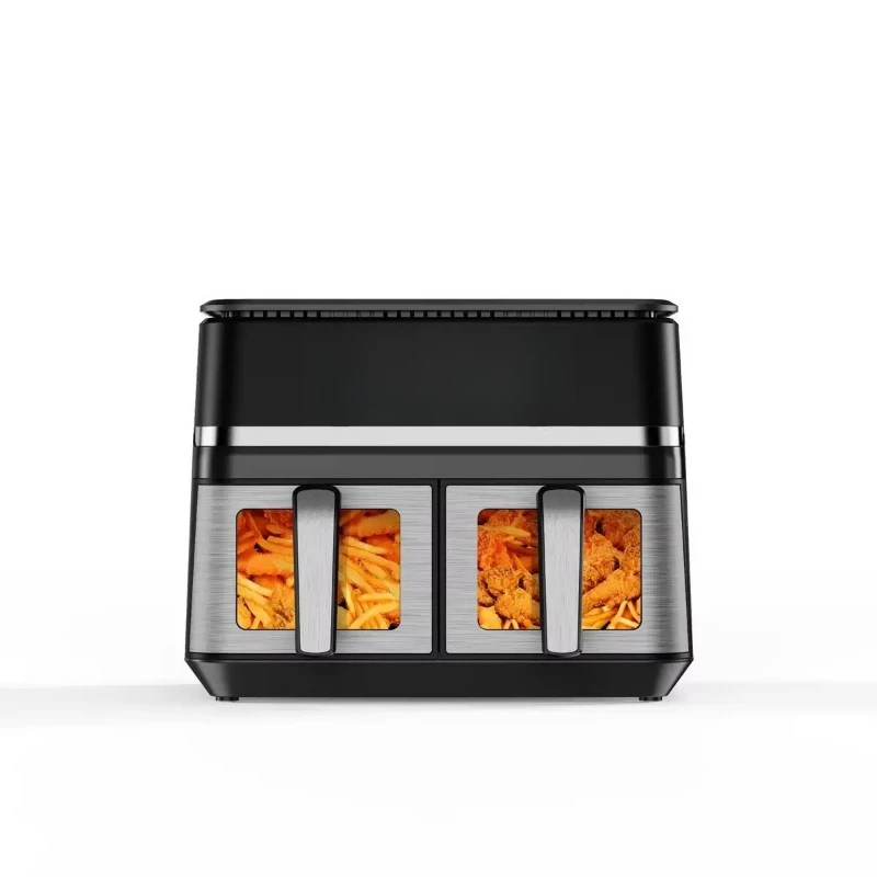 10L stainless steel double basket electric air fryer, digital touch screen smart kitchen home