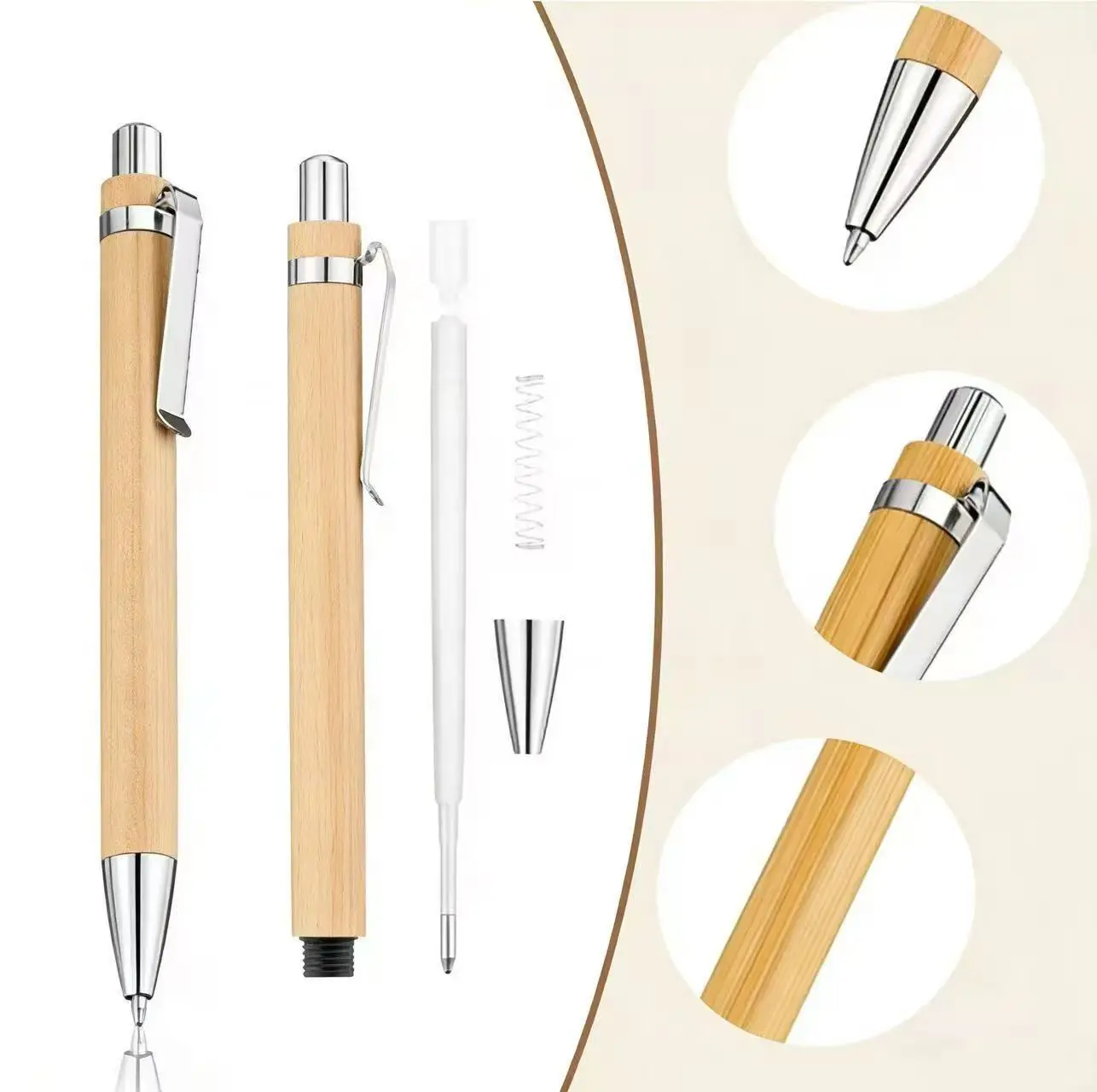 25/50/80Pcs Bamboo Pen Personalized Ballpoint Pens Stationery Party Office Supplies Customized Carve Text Business Baptism Gift