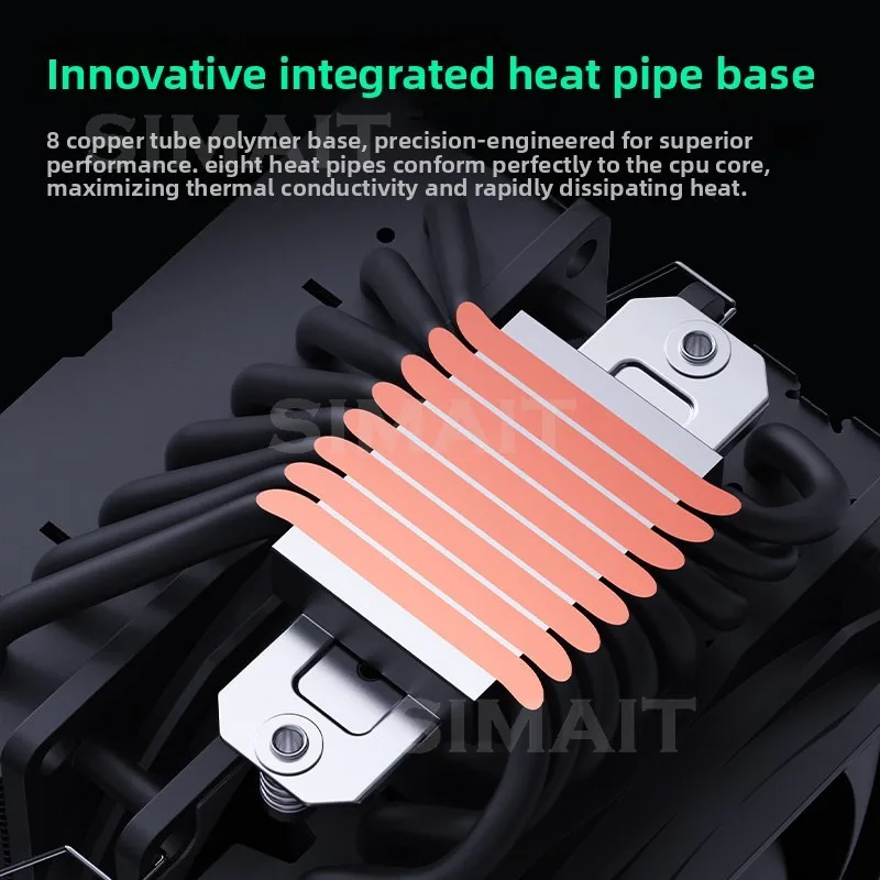 8 heat pipe double tower CPU radiator 1700 air-cooled X99 computer 2011 silent AM4 AM5 fan