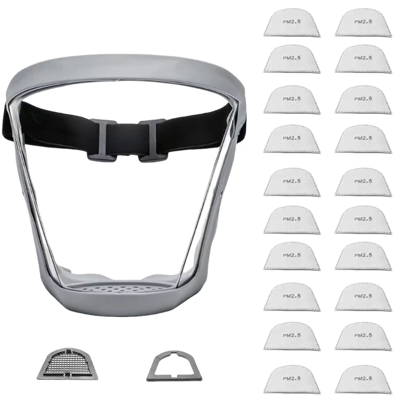 652F Protective Face Shield Face Shield Mask for Work Full Face Shield for Whacking Face Shield Mask with 20Pcs Filter