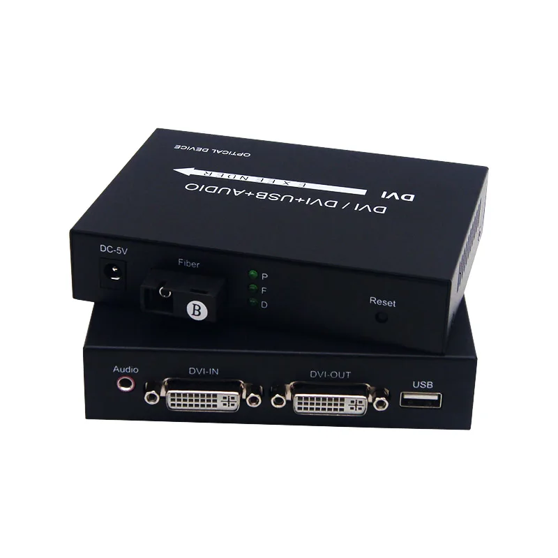 OEM ODM 1080P DVI to Fiber Optic Converter 20km with Audio USB KVM Loopout DVI Video Optical Transceiver DVI Extender