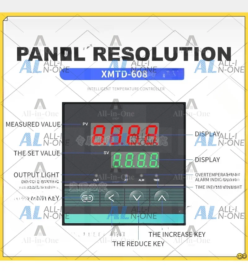 XMTD-608 PID Time Temperature Controller 1300℃ Digital Display Thermoregulator Thermostat 85-265vac with 0-9999min Timer Control