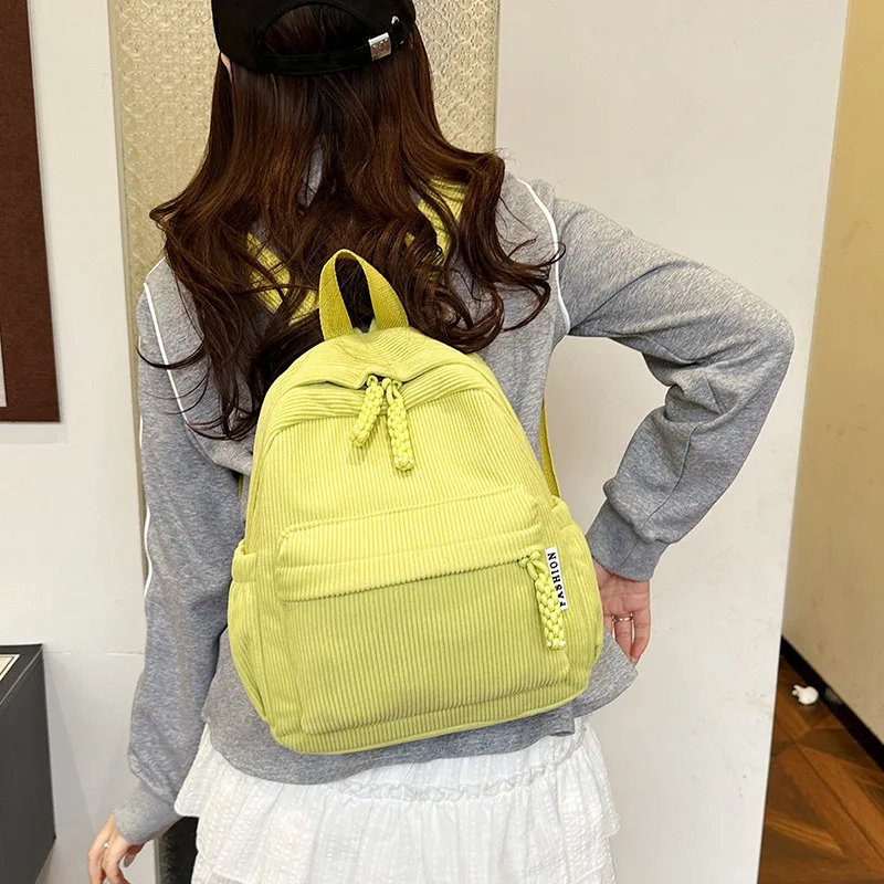 Zaino piccolo in velluto a coste per donna Zaino casual versatile e carino Zaini per cartoni animati Borse per il ritorno a scuola Borsa firmata Сумка Sac