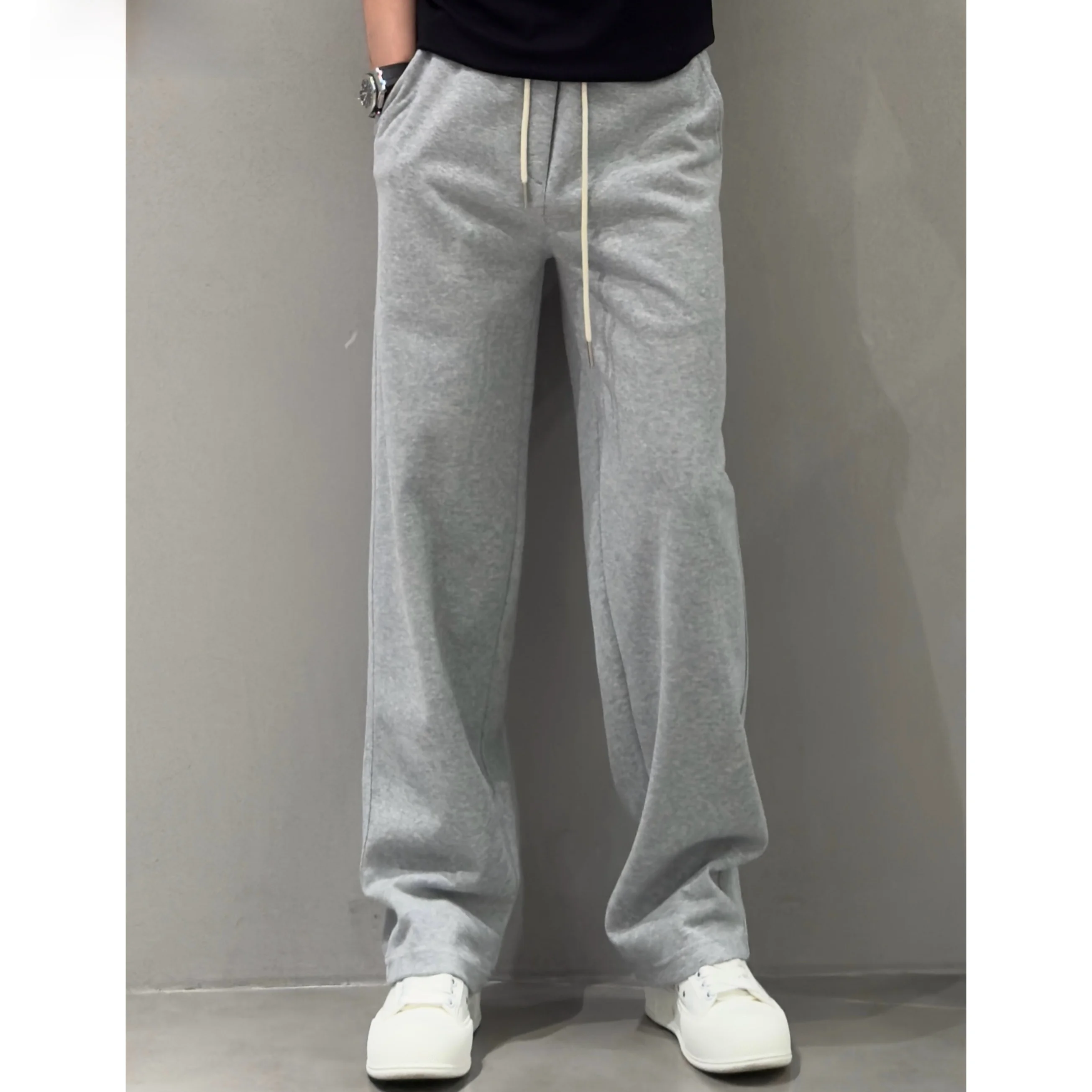 

ey Loose Fit Spor Casual Pants for Men Straight Leg Long Trousers Summer 2025 High End Laid Ba Sle Faionable Leisur...