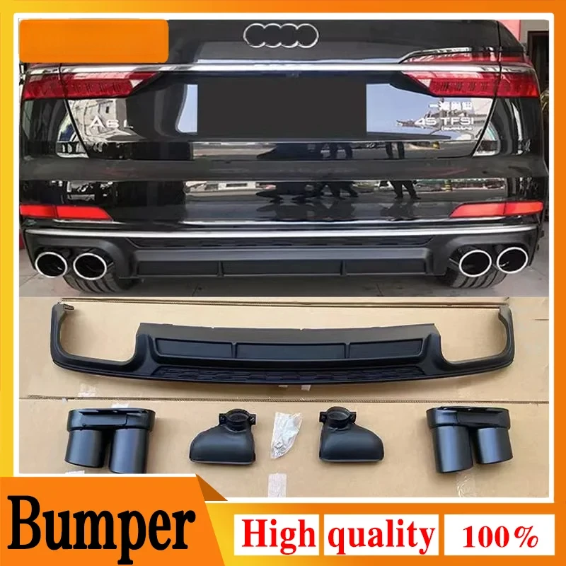 

For Audi A6 S6 SLINE C8 with exhaust nozzle ABS rear bumper lip diffuser body modification accessories 2019-2024