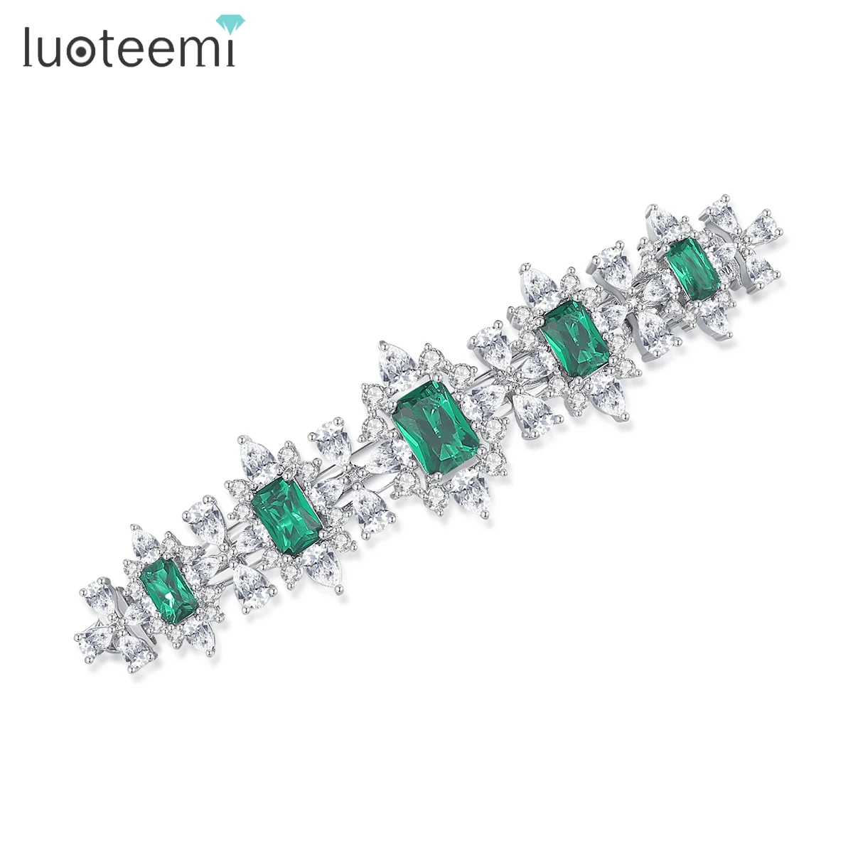 LUOTEEMI New fashion Cubic Zirconia high quality Hair Barrette for Women  elegant girl hair Jewelry Brilliant Accessories