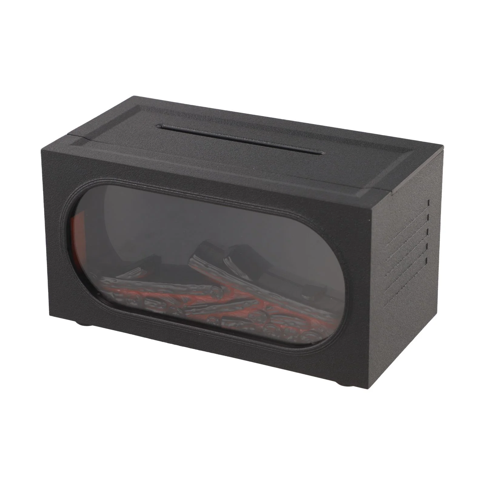 Black Fireplace Aroma Diffuser 3D Flame Effect Air Humidifier 140ml Capacity With LED Night Light For Living Room Office
