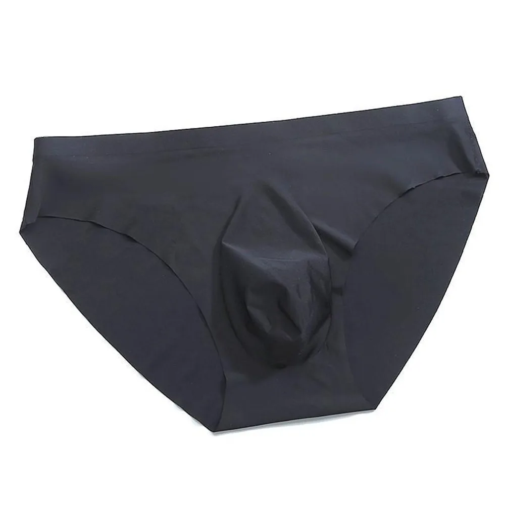 Sexy Men's Panties Ice Silk Briefs Breathable Semi-Transparent Brief Seamless Summer Solid Color Underwear Man Bulge Pouch Brief