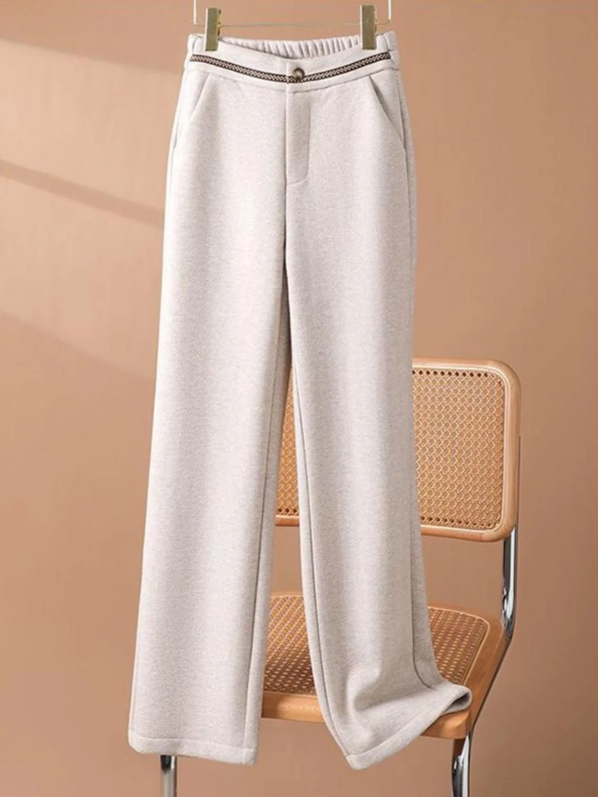 High Waist Wide Leg Woolen Trousers Spring New Style Slimming Straight Cut Fashionable Ladies Long Pants Casual Narrow Version