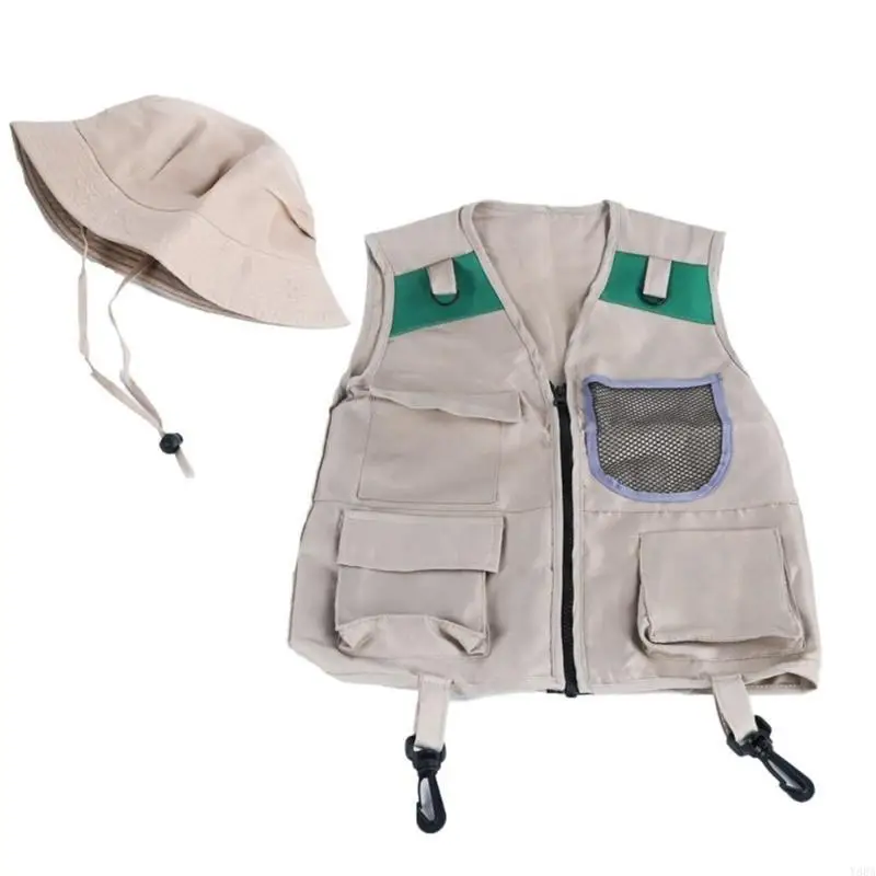 Y88a Outdoor voor kinderen verkleed en doen alsof ik kostuums wasbare kinderen -vest hoed voor