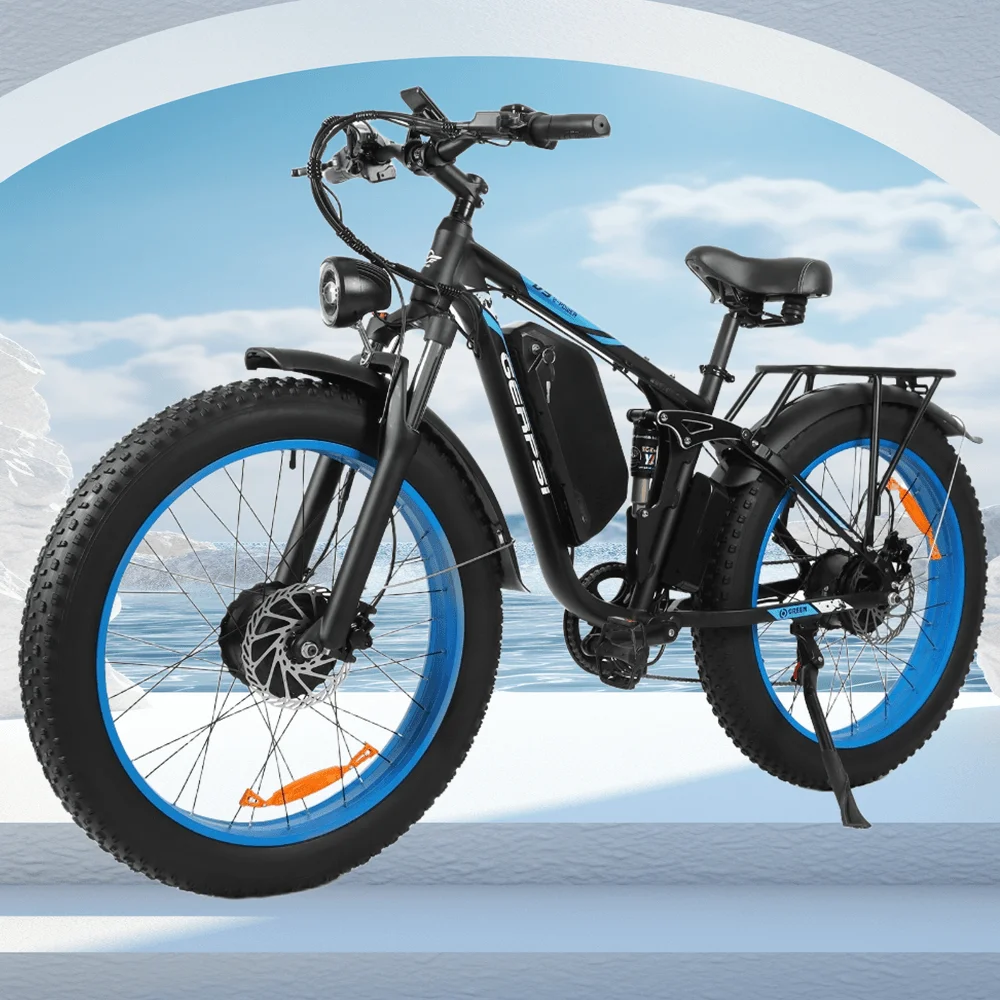 

Fat Tire Mountain Electric Motorcycles Bike 1500W+1500W Motor 26" Tire 40Miles Range 48V/52V 23AH/32AH Battery Ebike for Adults