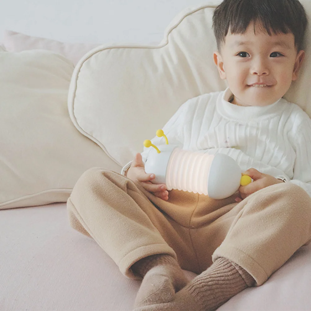 مصباح ليلي LED قابل للطي على شكل كاتربيلر قابل لإعادة الشحن، مصباح سيليكون ناعم لغرفة النوم الملونة