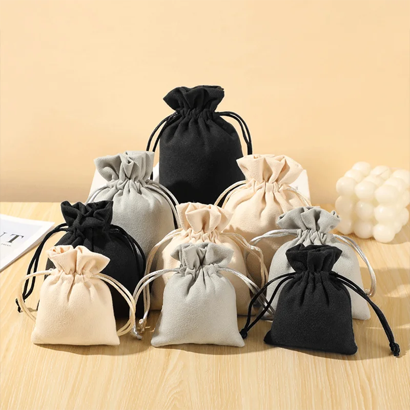 50pcs/lot 8*10cm, 10*12cm, 10*15cm Double-sided Velvet Drawstring Pouches Party Wedding Gift Dust-proof Storage Bag Custom Logo