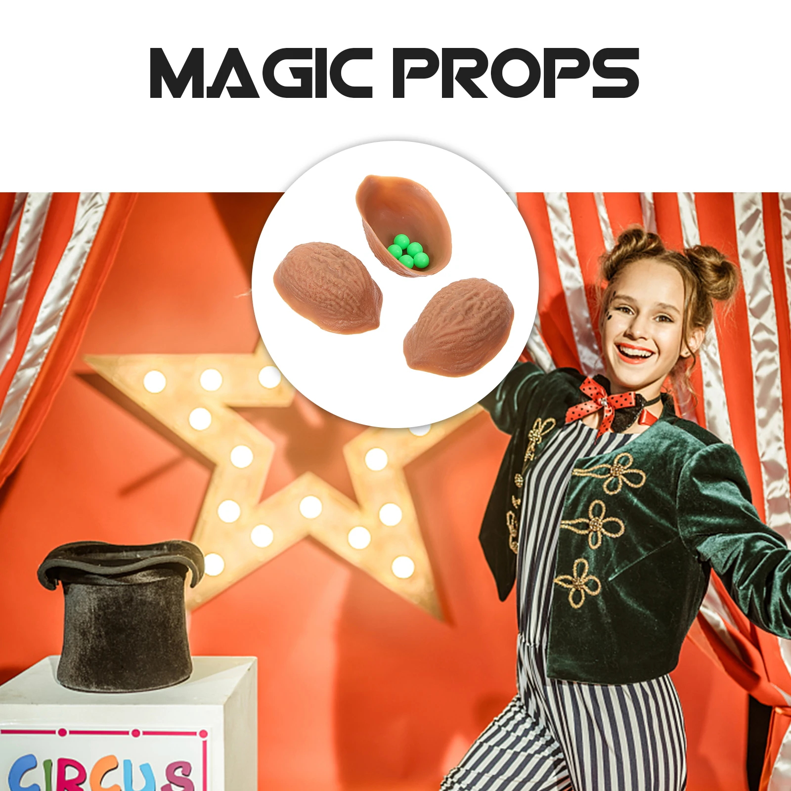 3 Shell 5 Balls Walnut Shell Trick Set Lightweight Sleek Ball Glide Grip Fun Game for Family Kids Intelligence Development