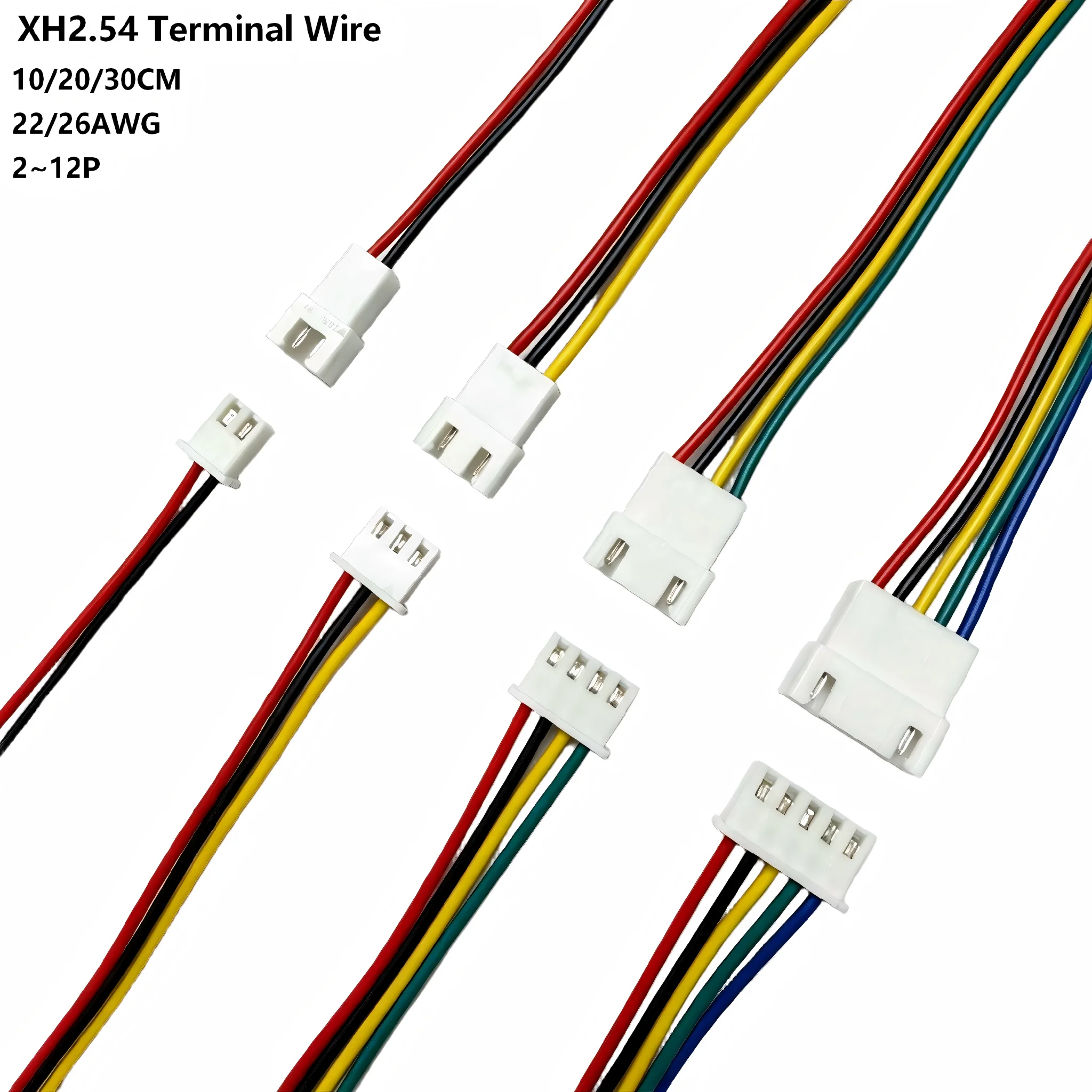 10PCS XH2.54 XH 2.54mm Wire Cable Connector 2P/3P/4P/5P/6/7/8/9/10/11/12 Pin Pitch Male Female Plug Socket 10/20/30cm Length