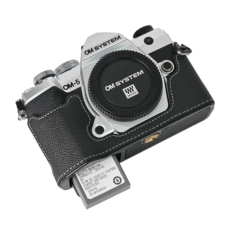 TP Genuine Real Leather Half case Grip for OM SYSTEM OM-5 Camera Olympus E-M5 Mark III