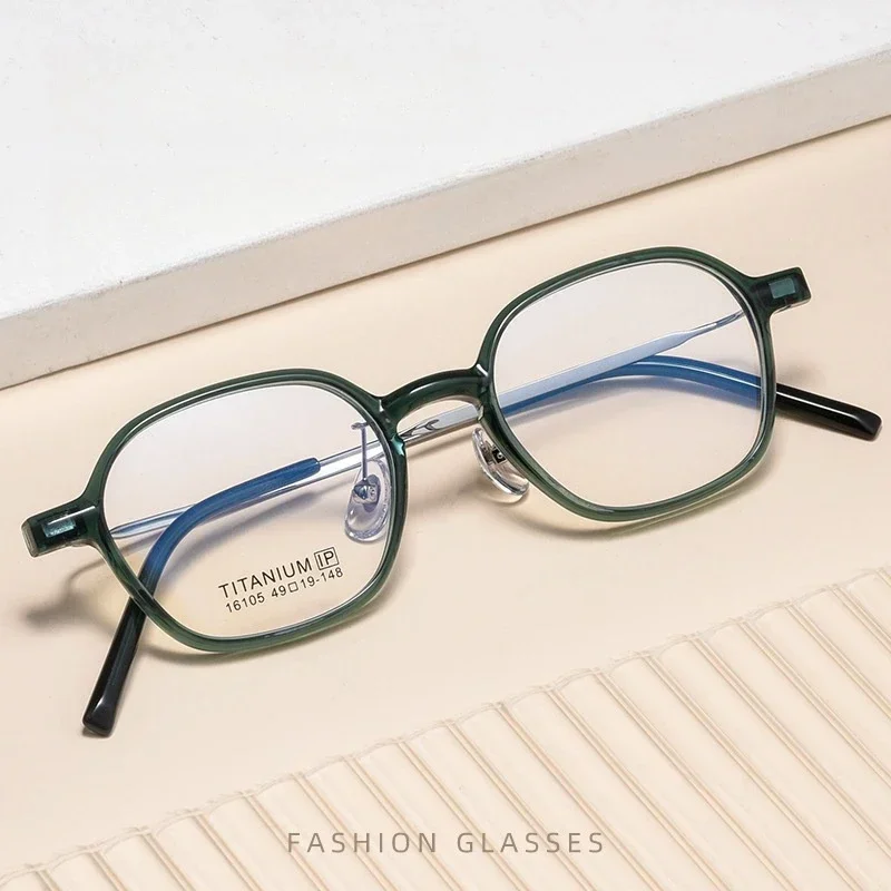 KIZN نظارات رجالية عصرية متعددة الأضلاع خفيفة للغاية ريترو TR90 تيتانيوم وصفة طبية بصرية إطار نظارات نسائية 05X #4