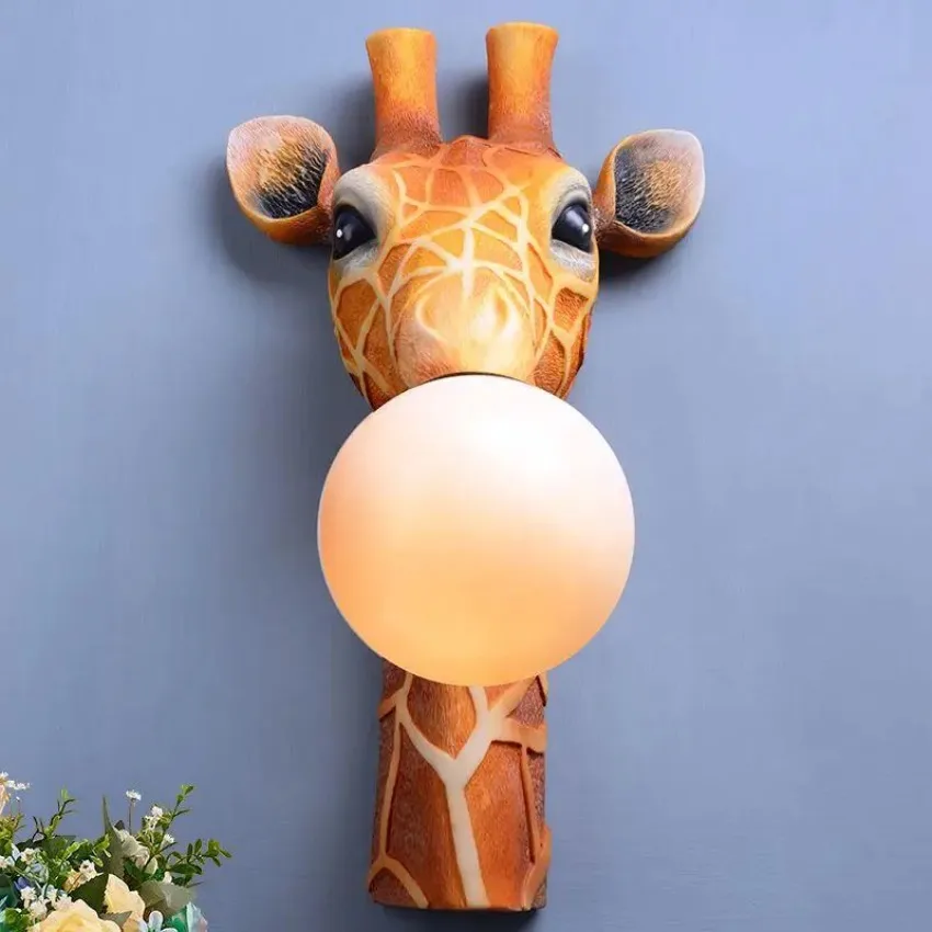 Creative Modern Wall Lamps for Living Room Background Wall Decoration LED Giraffe Decorative Lights Warm Home Animal Light