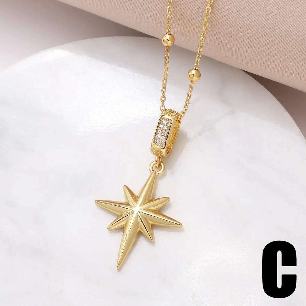 FLOLA New in Crystal Heart Necklaces For Girls Star Pendant Necklace Elegant For Women Wholesale Items For Business nker54