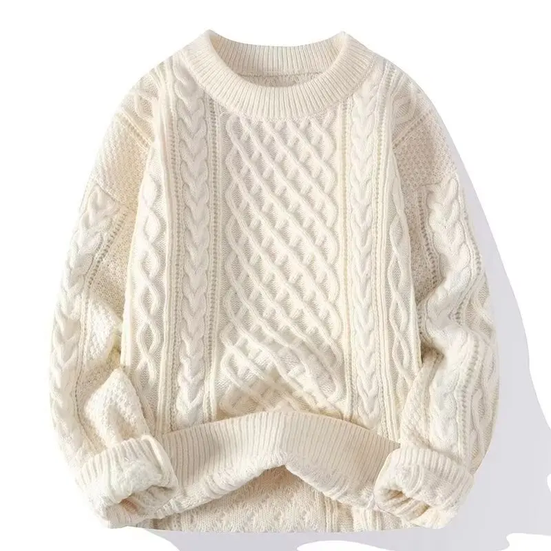 Thick Twist Sweater Womens Autumn and Winter 2026 Round Neck Loose Knit Sweater Womens Retro Pullover