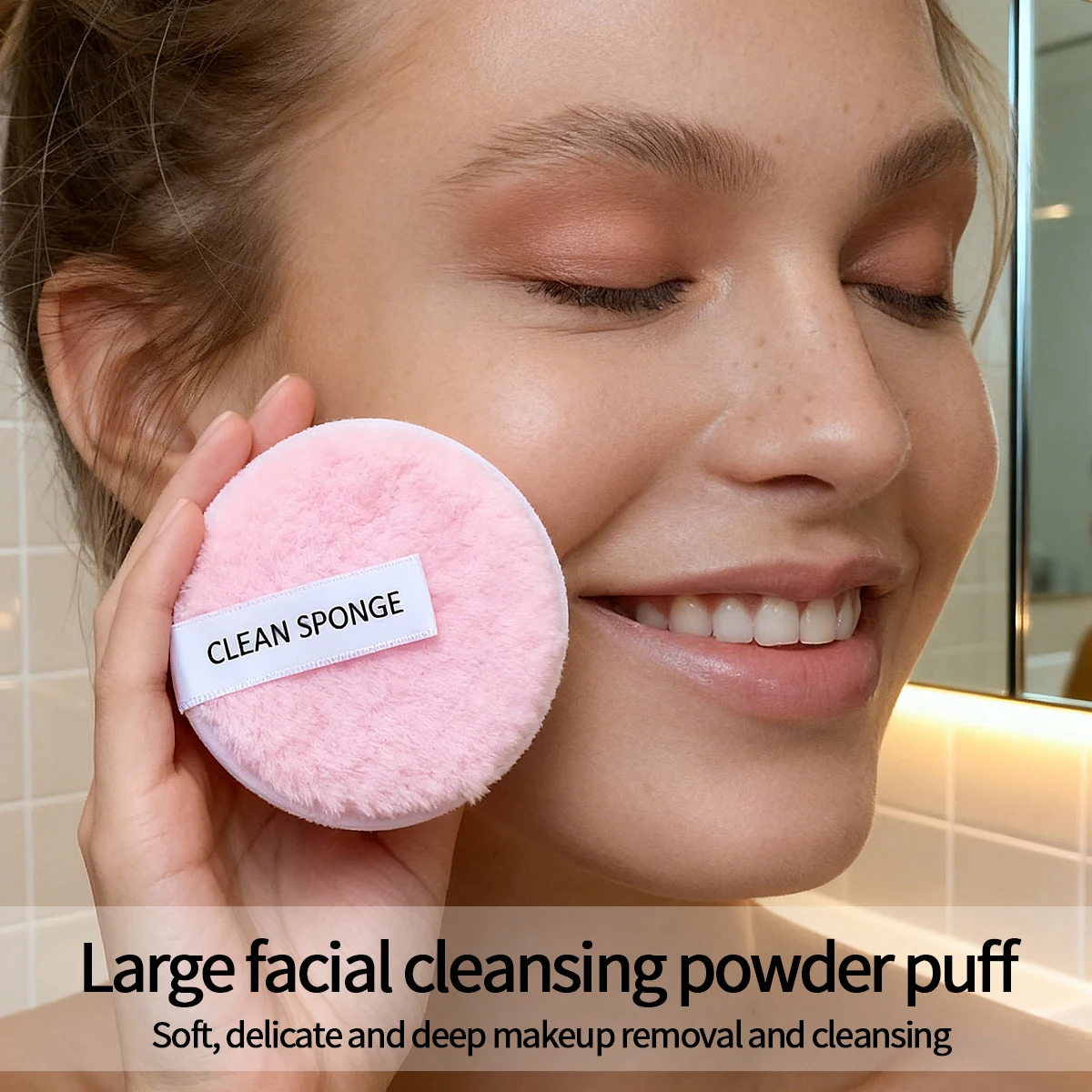 2個の大きな丸いレイジーフェイスウォッシュパフ、再利用可能なメイク落としとクリーニングパウダーパフ、多機能ポータブル美容ツール
