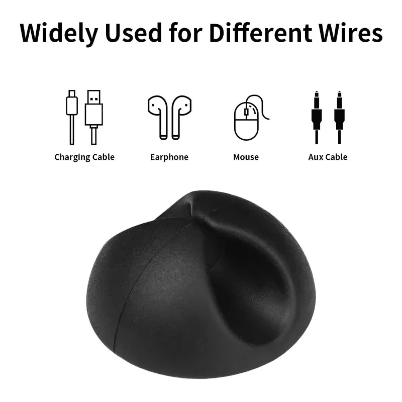 Round Self Adhesive Cable Holder Mini Silicone Cord Organizer Desk Wire Keeper Clip Flexible Cable Management Clamp for Charging
