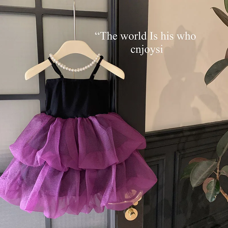 

Girls' Summer Dress2024New Children's Princess Dress Summer Children's Gauze Dress Summer Halter Skirt FashionableChangx