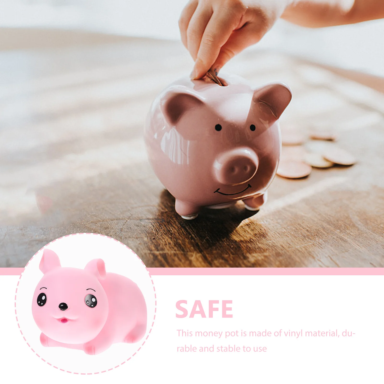 Tirelire Lapin pour Enfants, Tirelire pour Filles, Joli Pot à Économies, Artisanat Exquis, Rangement d'Argent, Accessoire Décoratif pour Chambre