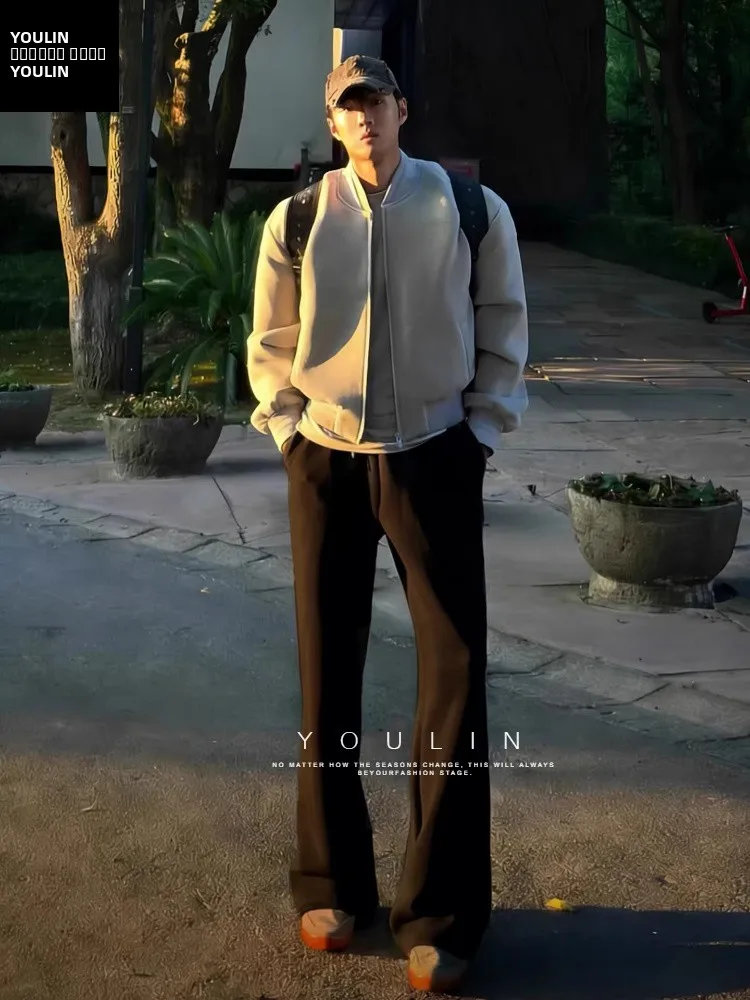 

Bla American Sle Fitn Pants Men's Autumn Winter Long Straight Leg Casual Trousers with Fce Comfortable Stretchy