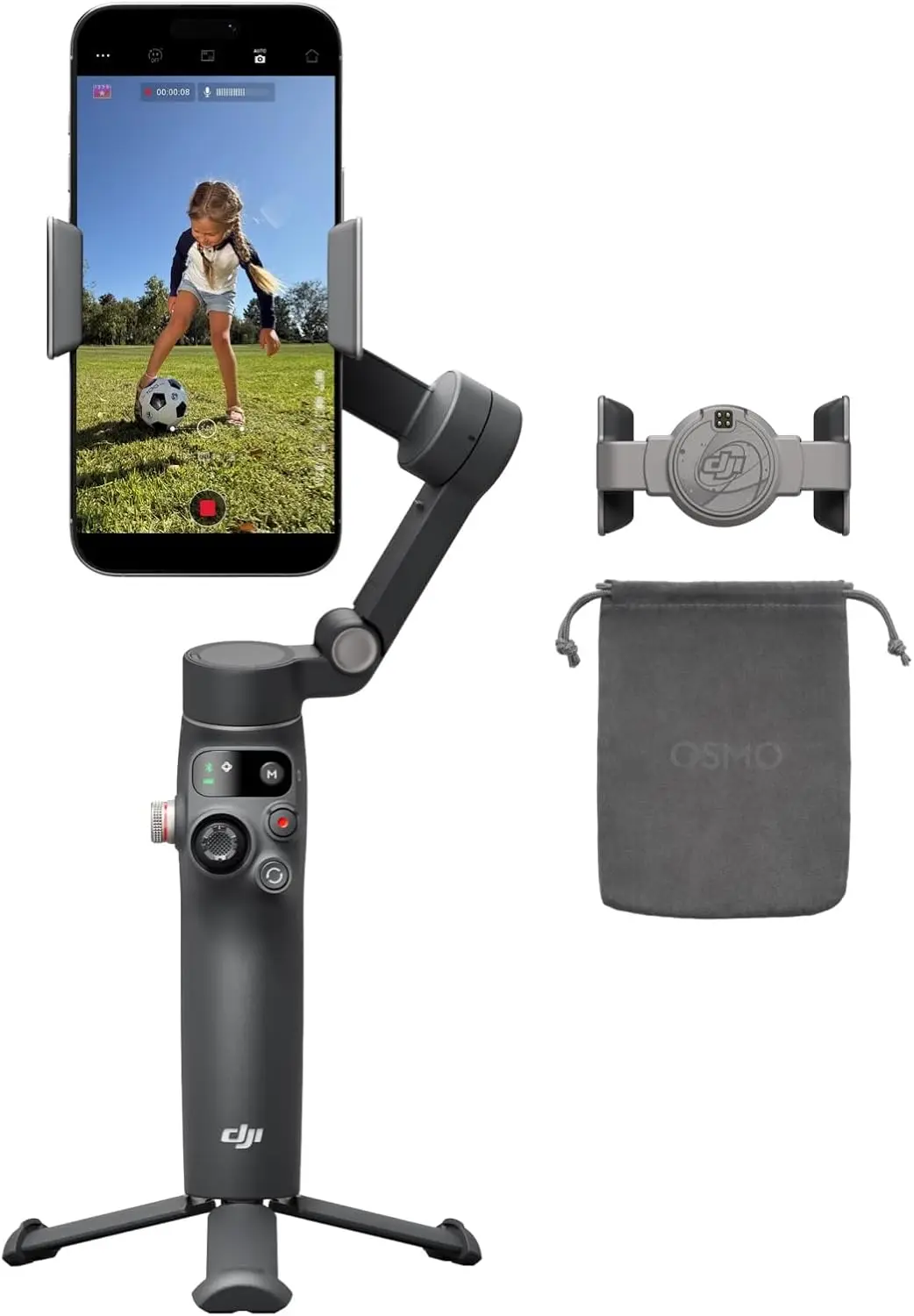 

3-Axis Phone Gimbal Stabilizer with AI Tracking, 360° Rotation, Built-in Tripod & Selfie Stick, 10H Battery