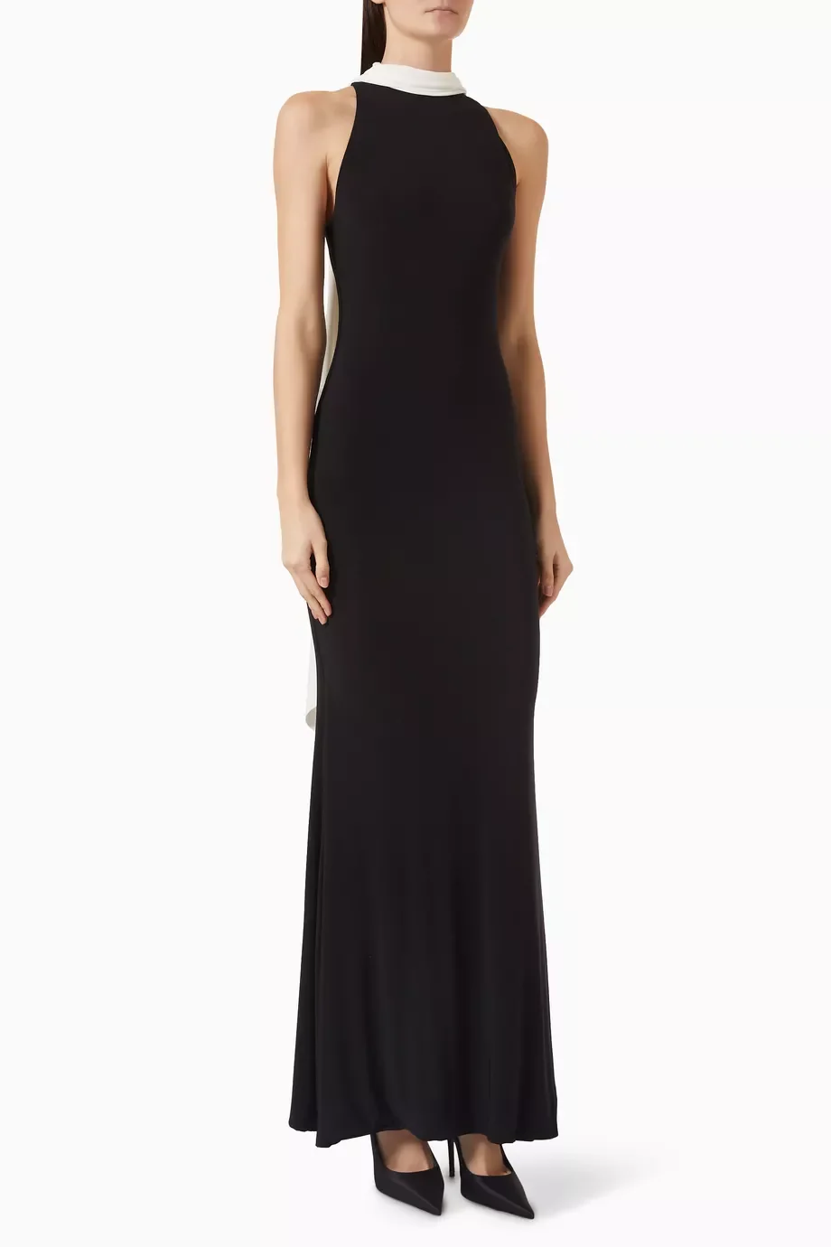 Customized Ankle Length Sleeveless High Collar Color Contrast Vestidos Para Bodas Mujer Invitada Robe De Soirée Femme Chic 원피스